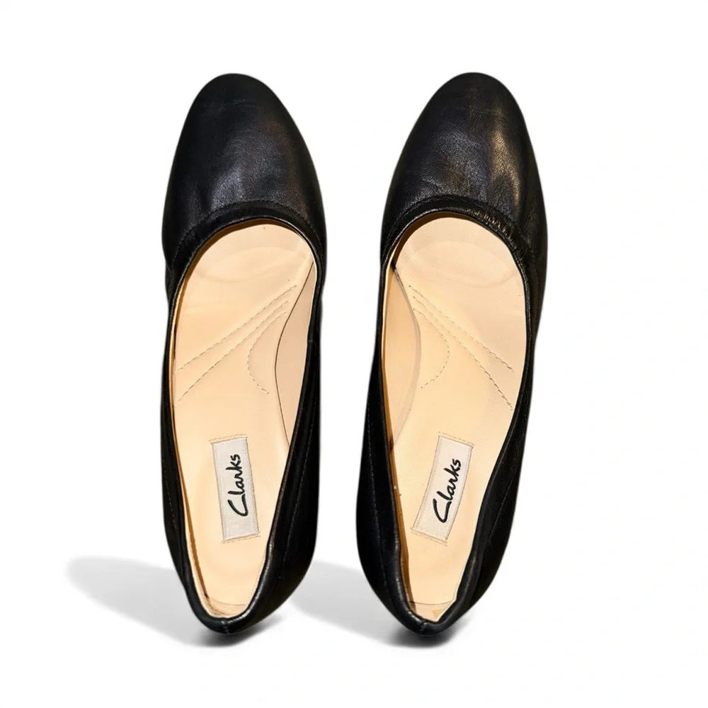 Clarks Black Leather Block Heel Round Toe Pumps, Women’s Shoes - US Size 6 M EUC - Picture 3 of 12